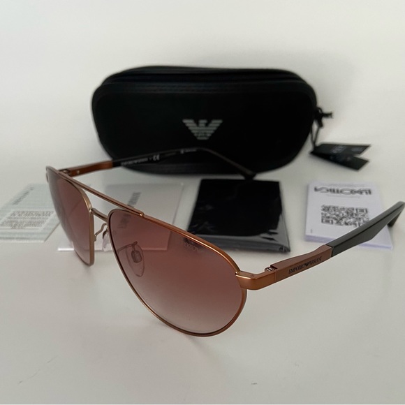 NEW Emporio Armani 60mm Aviator Sunglasses